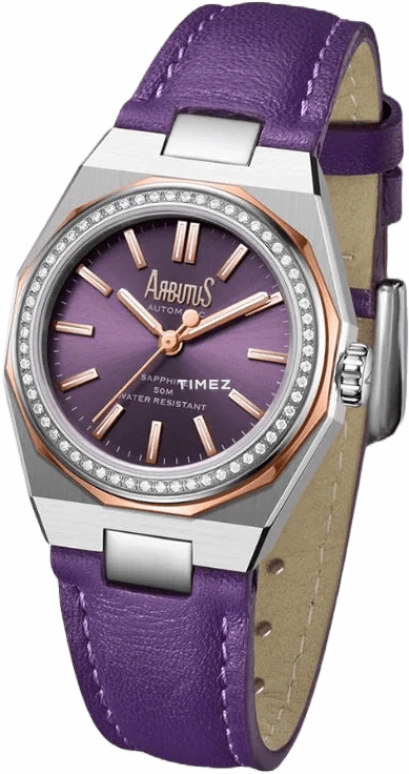 Arbutus,Spring 30mm,30mm,Stainless Steel,Purple,Automatic,40hours,Sapphire,Crystal Glass,AR2401TRVVA
