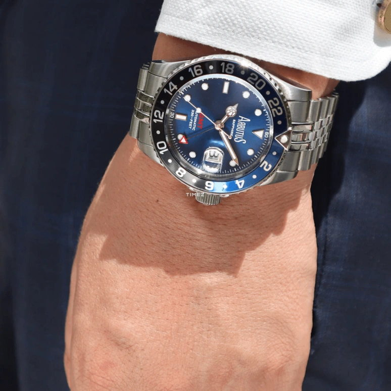 Arbutus,Resort 45mm,45mm,Stainless Steel,Blue,Automatic,Day,Dule Time,AR2102SUS