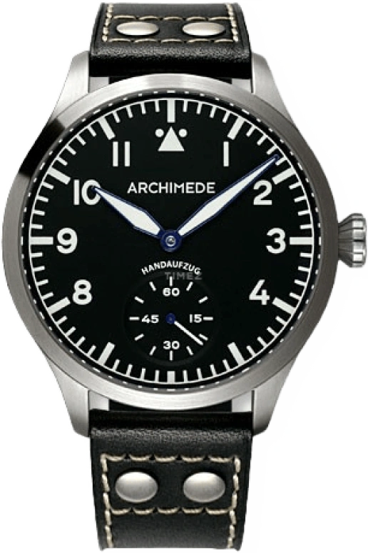 Archimede,Pilot 45mm,45mm,Stainless Steel,Black,Handwound,46hours,Sapphire,UA7949,UA7949-H1.1