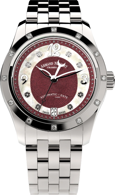 Armand Nicolet,M03 34mm,34mm,Stainless Steel,Red,White,Automatic,Day,38hours,A151EAA,A151EAA-RN-MA150