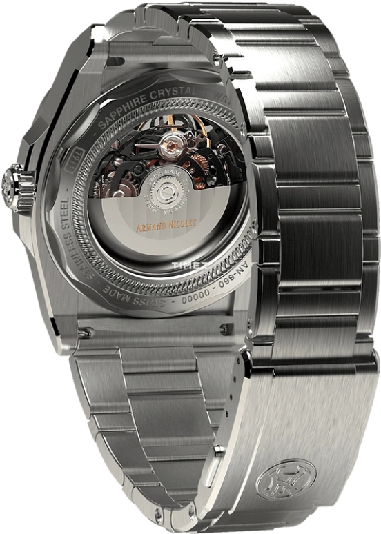 Armand Nicolet,J09 41mm,41mm,Stainless Steel,Grey,Skeleton,Automatic,Sapphire,Crystal Glass,Tonneau,A660SAA,A660SAA-GR-MA4660AA