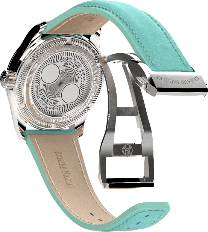 Armand Nicolet,M03 34mm,34mm,Stainless Steel,Blue,Quartz,Moonphase,Sapphire,Crystal Glass,A151UAA,A151UAA-TF-BP0886TF