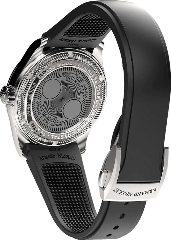 Armand Nicolet,M03 34mm,34mm,Stainless Steel,Salmon,Quartz,Moonphase,Sapphire,Crystal Glass,A151SAA,A151SAA-SP-G9615N