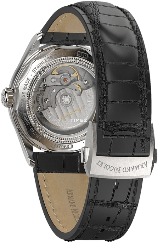 Armand Nicolet,M02 41mm,41mm,Stainless Steel,Black,Automatic,Day,Sapphire,Crystal Glass,A740A,A740A-NR-BP22740NAN