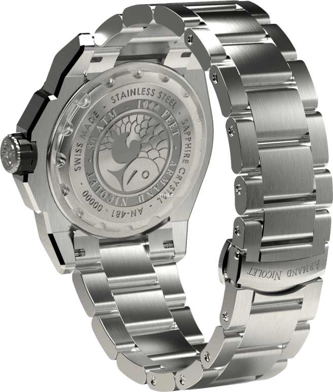 Armand Nicolet,JS9-41 41mm,41mm,Stainless Steel,Ceramic,Grey,Automatic,Day,38hours,A481CGN,A481CGN-GR-MA2481AA