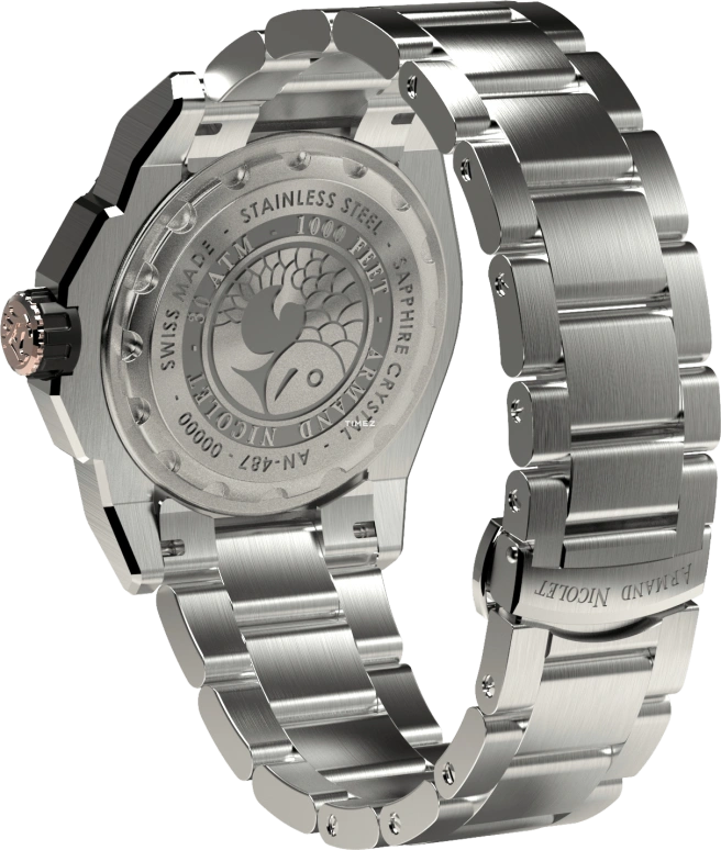 Armand Nicolet,JS9-41 41mm,41mm,Stainless Steel,Ceramic,Copper,Automatic,Day,Dule Time,A487CSN,A487CSN-RM-MA2481AA