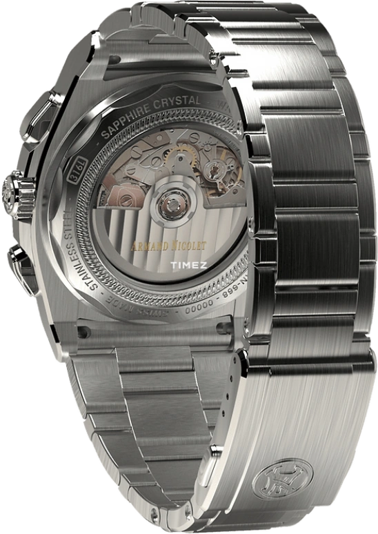 Armand Nicolet,J09 41mm,41mm,Stainless Steel,Blue,Automatic,Chronograph,Day,A668AAA,A668AAA-BU-MA4670A