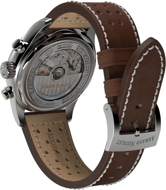 Armand Nicolet,MM2-43 43mm,43mm,Stainless Steel,khaki,Automatic,Chronograph,Day,A647P,A647P-KA-BP22641MAC