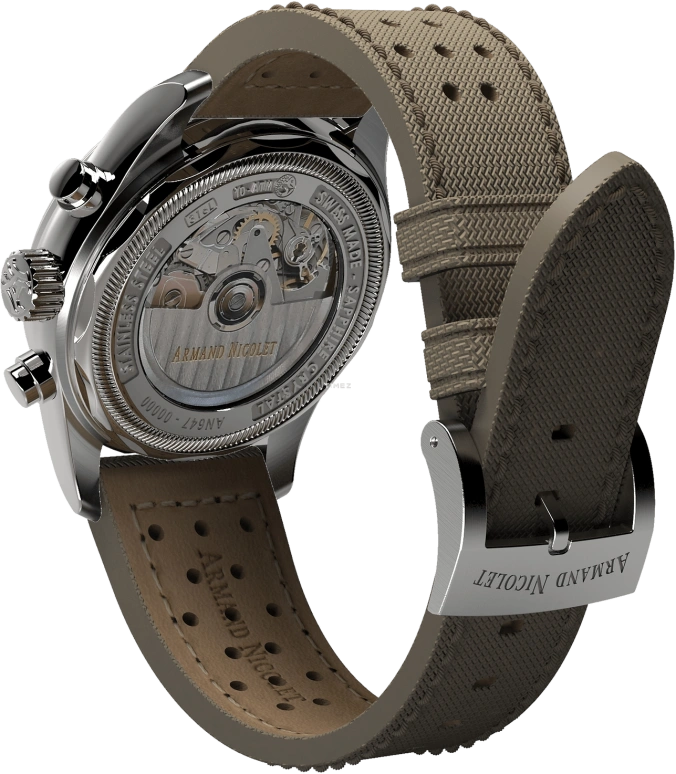 Armand Nicolet,MM2-43 43mm,43mm,Stainless Steel,khaki,Automatic,Chronograph,Day,A647P,A647P-KA-P0640KM8