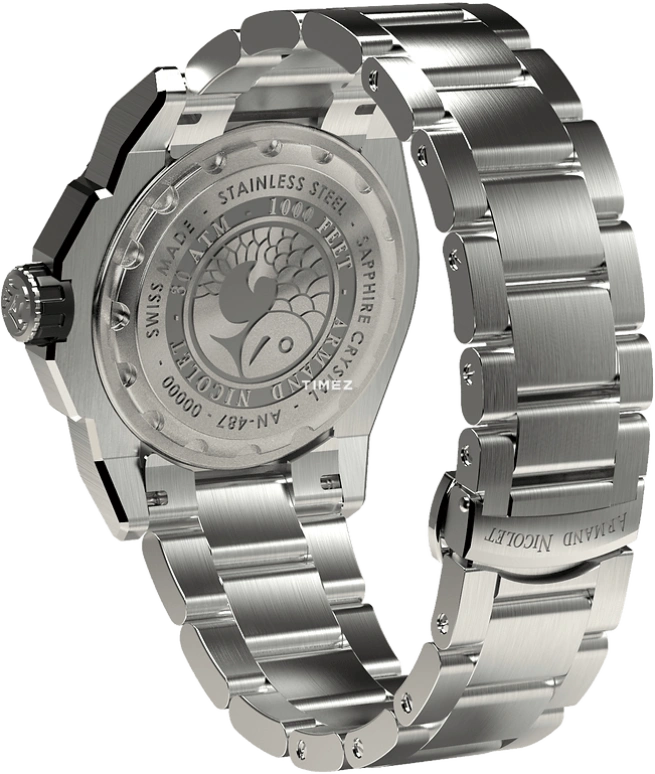 Armand Nicolet,JS9-41 41mm,41mm,Stainless Steel,Black,Automatic,Day,Dule Time,A487AGN,A487AGN-NR-MA2481AA