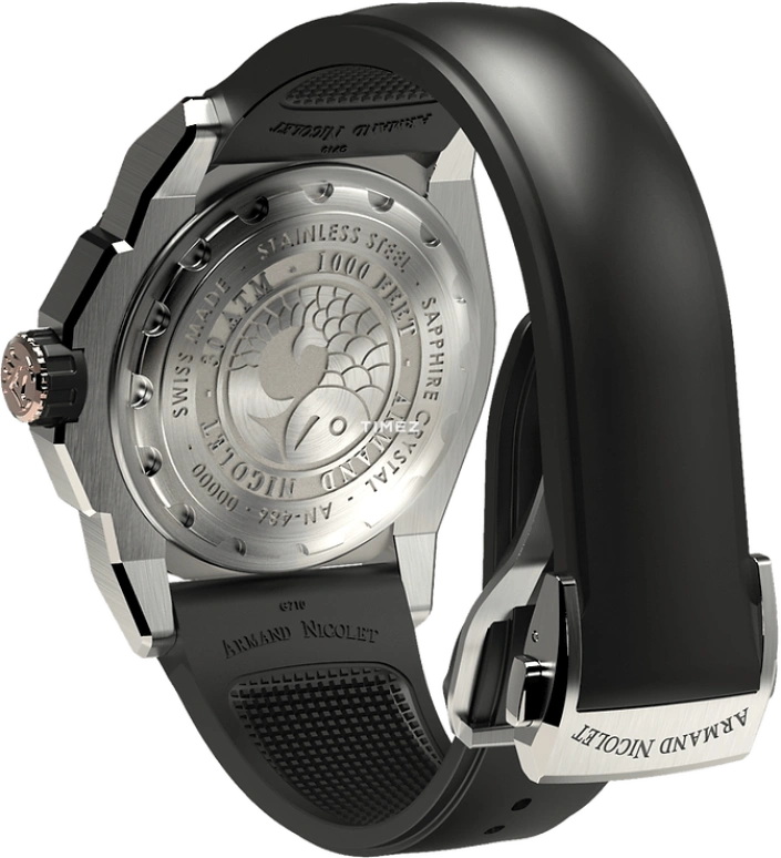 Armand Nicolet,JS9-44 44mm,44mm,Stainless Steel,Black,Automatic,Day,Dule Time,A486ASN,A486ASN-NS-GG4710N