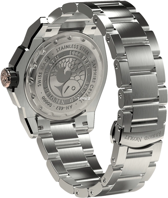 Armand Nicolet,JS9-41 13mm,13mm,Stainless Steel,Black,Automatic,Day,Dule Time,A487ASN,A487ASN-NS-MA2481AA