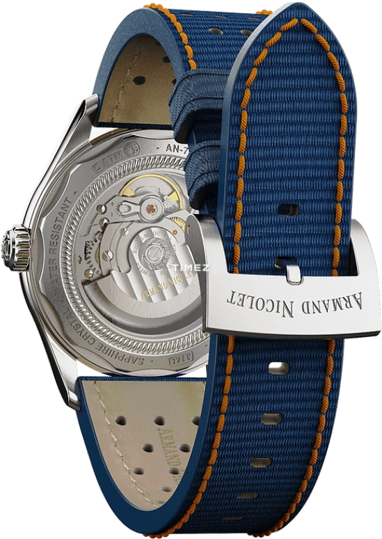 Armand Nicolet,MM2-41 41mm,41mm,Stainless Steel,Blue,Automatic,Day,Sapphire,Crystal Glass,A740P,A740P-BN-P0640BO8