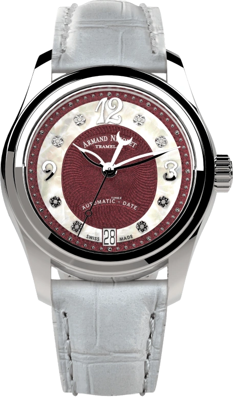 Armand Nicolet,M03 34mm,34mm,Stainless Steel,Red,White,Automatic,Day,38hours,A151BAA,A151BAA-RN-P882BC8