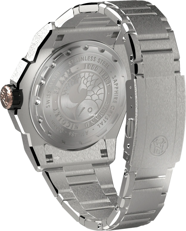 Armand Nicolet,JS9-44 44mm,44mm,Stainless Steel,Ceramic,Black,Automatic,Day,Dule Time,A486ASN,A486ASN-NS-MA4482A