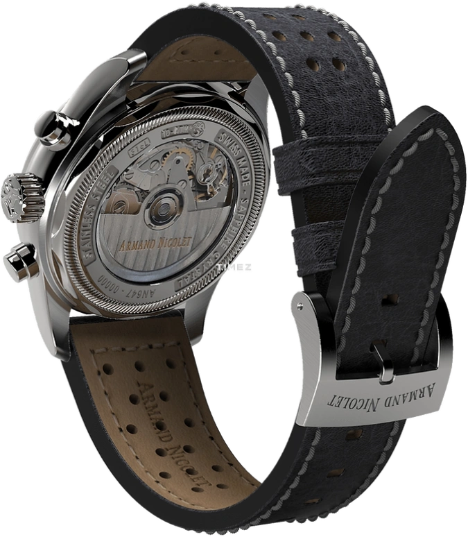 Armand Nicolet,MM2-43 43mm,43mm,Stainless Steel,Coffee,Automatic,Chronograph,Day,A647P,A647P-KN-BP22641NAC