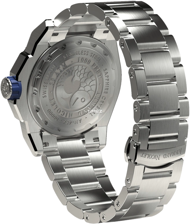 Armand Nicolet,JS9-44 44mm,44mm,Stainless Steel,Blue,Automatic,Day,Sapphire,Crystal Glass,A486BGU,A486BGU-BU-MA4480AA
