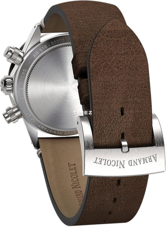 Armand Nicolet,VS1 38mm,38mm,Stainless Steel,Grey,Automatic,Chronograph,Day,A510ANAA,A510ANAA-NS-BP19500MAC