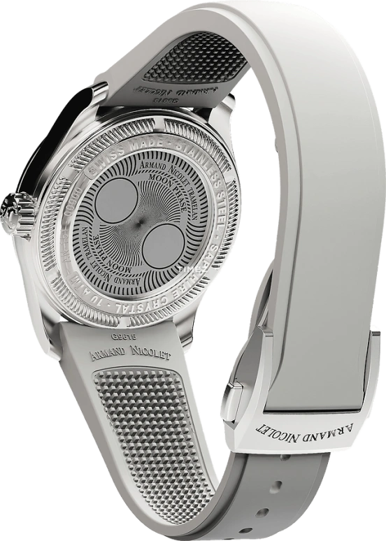 Armand Nicolet,M03 34mm,34mm,Stainless Steel,Salmon,Quartz,Moonphase,Sapphire,Crystal Glass,A151UAA,A151UAA-SP-G9615B