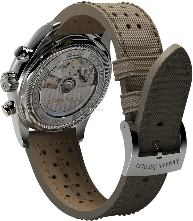 Armand Nicolet,MM2-43 43mm,43mm,Stainless Steel,Green,Automatic,Chronograph,Day,A647P,A647P-NV-P0640KM8