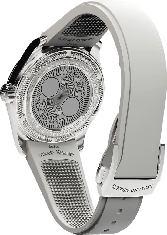 Armand Nicolet,M03 34mm,34mm,Stainless Steel,Silver,Quartz,Moonphase,Sapphire,Crystal Glass,A151KAA,A151KAA-AG-G9615B