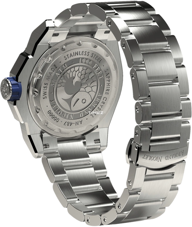 Armand Nicolet,JS9-41 41mm,41mm,Stainless Steel,Blue,Automatic,Day,Dule Time,A487BGU,A487BGU-BU-MA2481AA