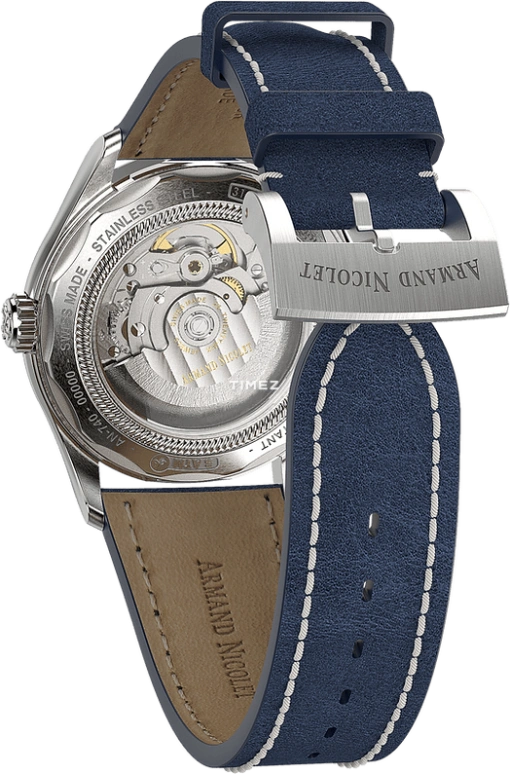Armand Nicolet,M02 41mm,41mm,Stainless Steel,Blue,Automatic,Day,Sapphire,Crystal Glass,A740A,A740A-BU-P140BU2