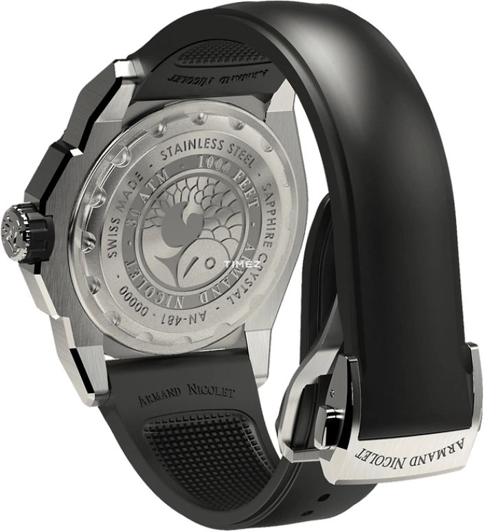Armand Nicolet,JS9-41 41mm,41mm,Stainless Steel,Black,Automatic,Day,Sapphire,Crystal Glass,A481AGN,A481AGN-NR-GG2710N