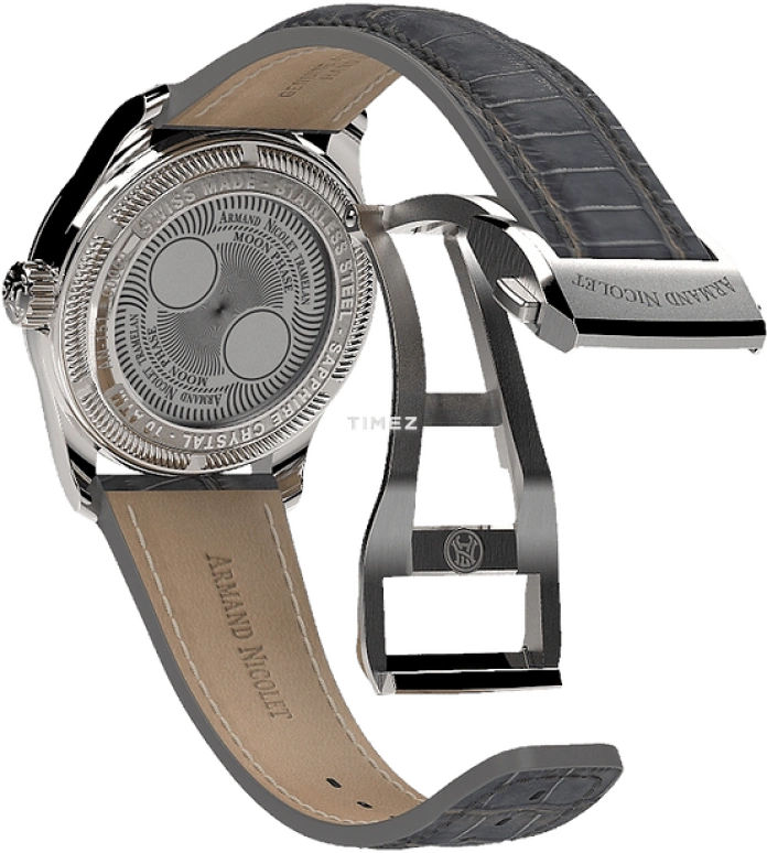 Armand Nicolet,M03 34mm,34mm,Stainless Steel,White,Grey,Quartz,Moonphase,Sapphire,Crystal Glass,A151QAA,A151QAA-GN-P882GR8