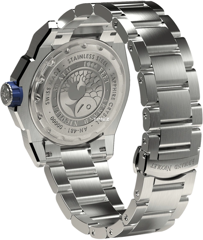 Armand Nicolet,JS9-41 41mm,41mm,Stainless Steel,Blue,Automatic,Day,Sapphire,Crystal Glass,A481AGU,A481AGU-BU-MA2481AA