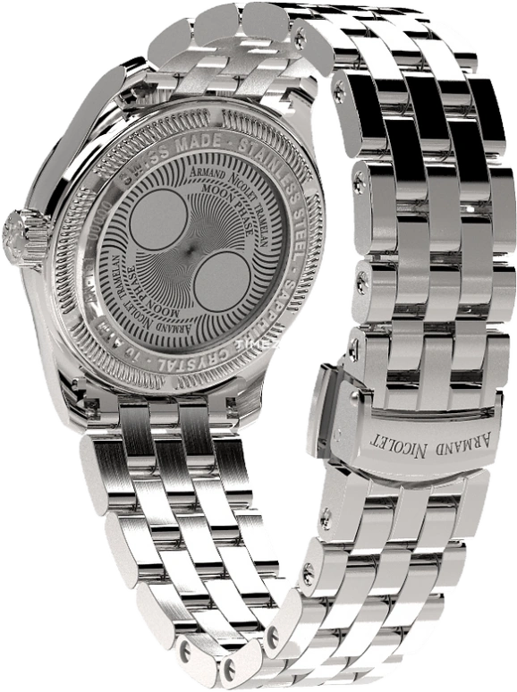 Armand Nicolet,M03 34mm,34mm,Stainless Steel,Green,Quartz,Moonphase,Crystal Glass,Sapphire,A151QAA,A151QAA-AV-MA150