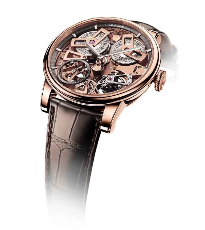 Arnold & Son,TOURBILLON CHRONO 36 46mm,46mm,Red Gold,Skeleton,Handwound,Tourbillon,Sapphire,1ETAR,1ETAR.G01A.C112A