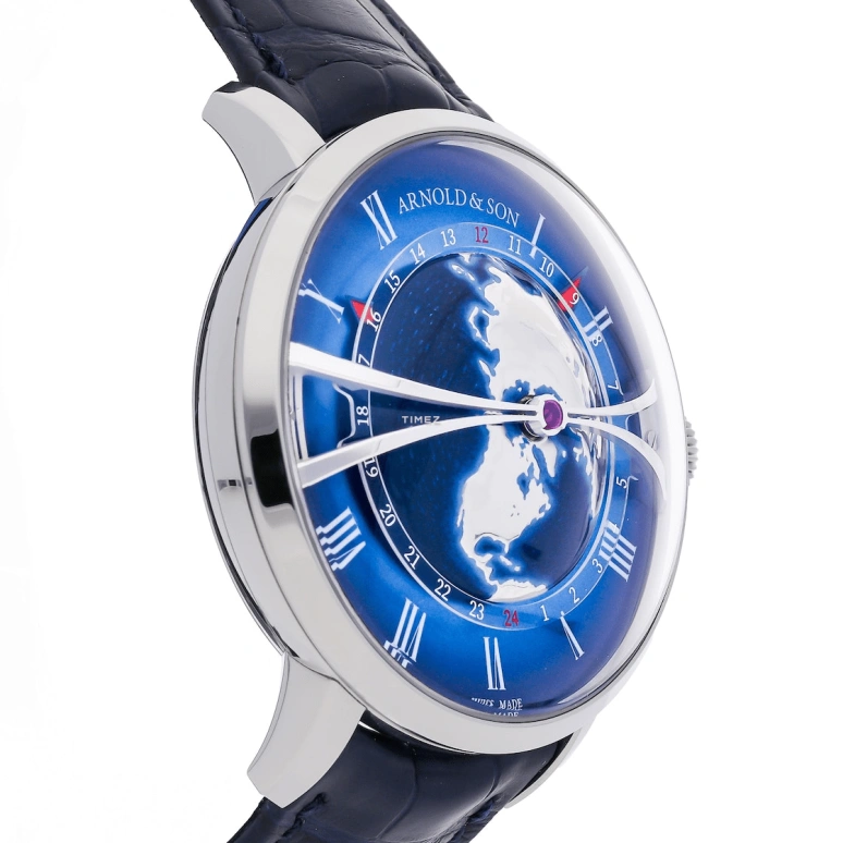 Arnold & Son,GLOBETROTTER 45mm,45mm,Stainless Steel,Blue,Automatic,World Time,Sapphire,Crystal Glass,1WTAS,1WTAS.U01C.C153S