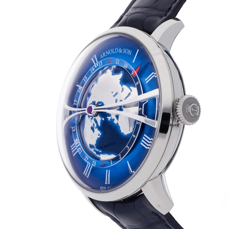 Arnold & Son,GLOBETROTTER 45mm,45mm,Stainless Steel,Blue,Automatic,World Time,Sapphire,Crystal Glass,1WTAS,1WTAS.U01C.C153S