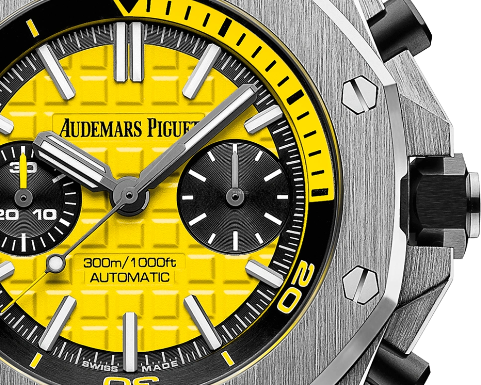 Audemars Piguet,Royal Oak Offshore 42mm,42mm,Stainless Steel,Yellow,Automatic,Chronograph,50hours,26703ST,26703ST.OO.A051CA.01