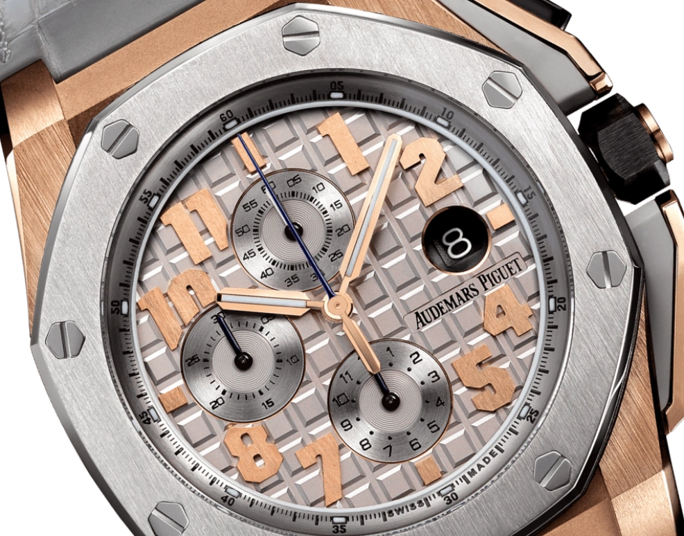 Audemars Piguet,Royal Oak Offshore 44mm,44mm,Pink Gold,Titanium,Grey,Automatic,Chronograph,Day,Anti-magnetic,Carmelo Anthony,LeBron James,26210OI,26210OI.OO.A109CR.01