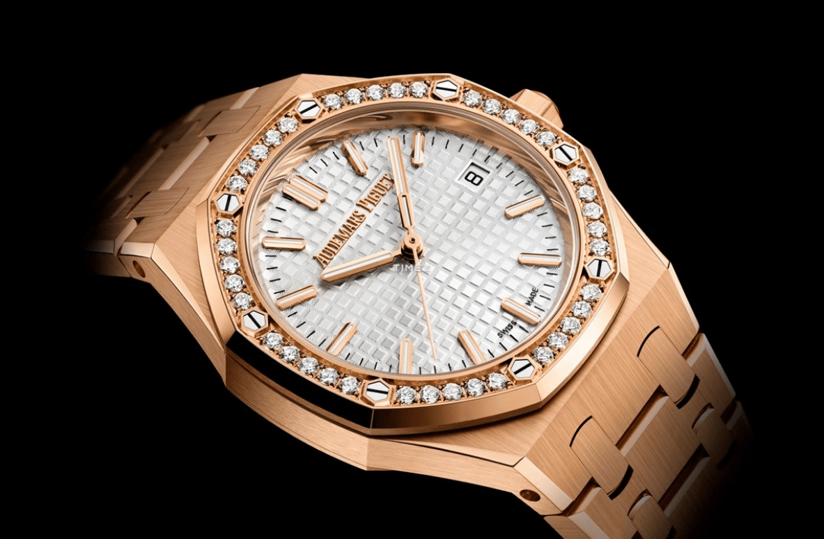 Audemars Piguet,Royal Oak 34mm,34mm,Rose Gold,Silver,White,Automatic,Day,50hours,77451OR,77451OR.ZZ.1361OR.03
