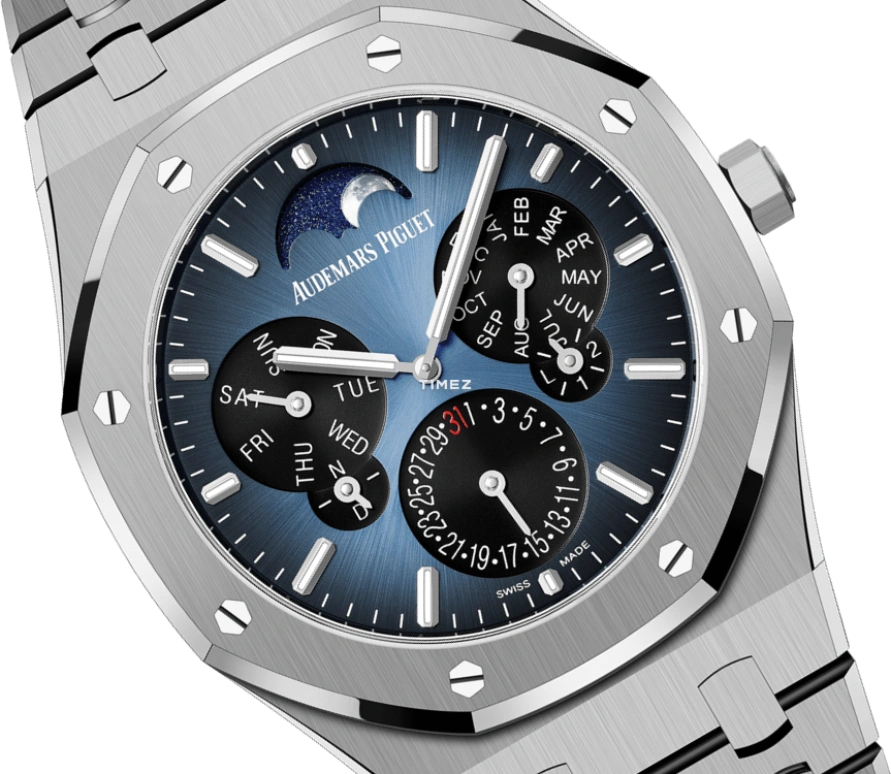 Audemars Piguet,Royal Oak 41mm,41mm,Titanium,Blue,Automatic,Moonphase,Perpetual Calendar,Leap Year,Month,40hours,In-house Caliber,26586TI,26586TI.OO.1240TI.01