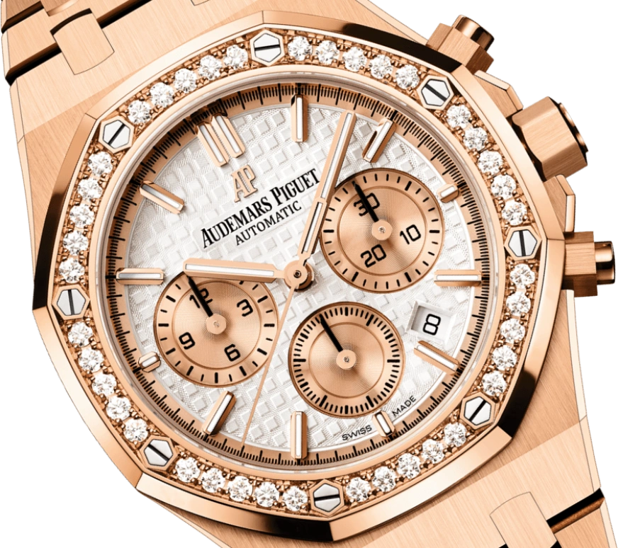 Audemars Piguet,Royal Oak 38mm,38mm,Pink Gold,Silver,Automatic,Chronograph,Day,26315OR,26315OR.ZZ.1256OR.01