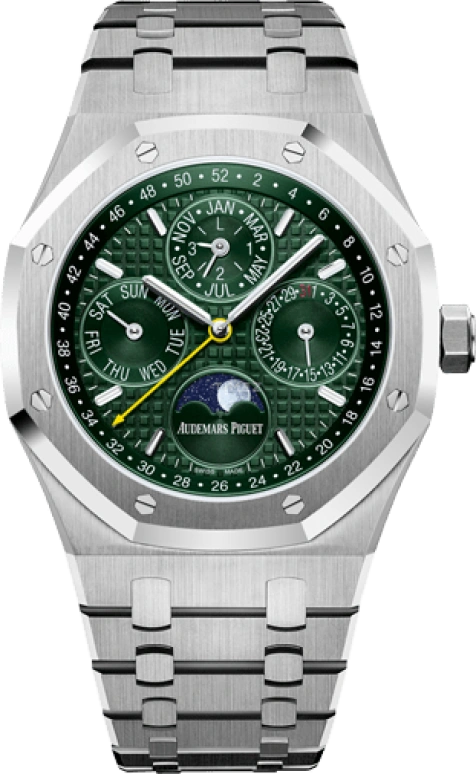 Audemars Piguet,Royal Oak 41mm,41mm,Stainless Steel,Green,Automatic,Moonphase,Perpetual Calendar,Leap Year,Month,40hours,In-house Caliber,26606ST,26606ST.OO.1220ST.01