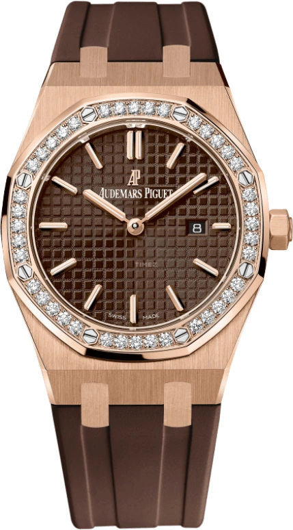 Audemars Piguet,Royal Oak 33mm,33mm,Pink Gold,Brown,Quartz,Day,In-house Caliber,67651OR,67651OR.ZZ.D080CA.01