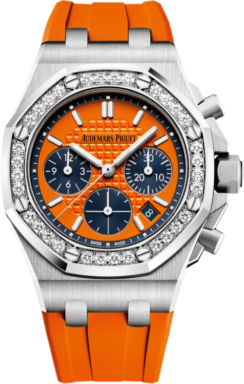 Audemars Piguet,Royal Oak Offshore 37mm,37mm,Stainless Steel,Orange,Blue,Automatic,Chronograph,Day,26231ST,26231ST.ZZ.D070CA.01