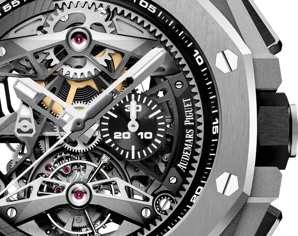Audemars Piguet,Royal Oak Concept 44mm,44mm,Titanium,Ceramic,Skeleton,Grey,Handwound,Chronograph,Tourbillon,26587TI,26587TI.OO.D010CA.01