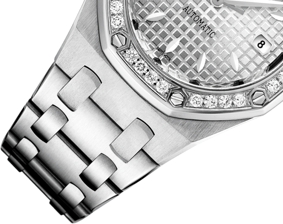 Audemars Piguet,Royal Oak 33mm,33mm,Stainless Steel,Silver,White,Automatic,Day,40hours,77321ST,77321ST.ZZ.1230ST.01