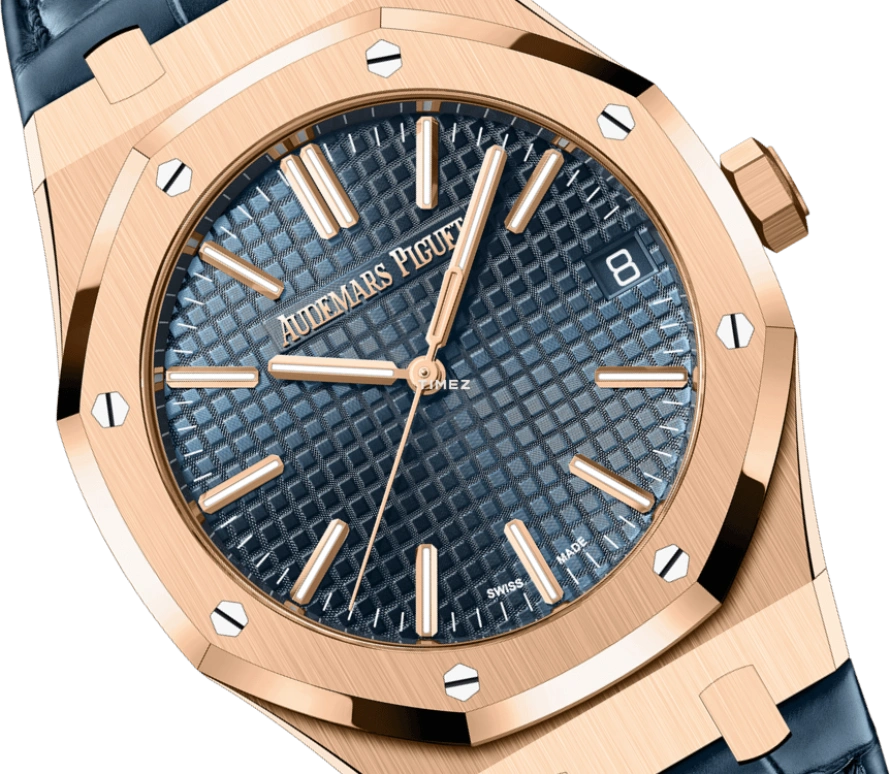 Audemars Piguet,Royal Oak 41mm,41mm,Rose Gold,Blue,Automatic,Day,70hours,15510OR,15510OR.OO.D315CR.02