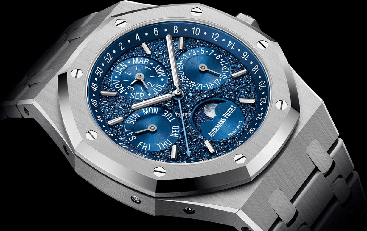 Audemars Piguet,Royal Oak 41mm,41mm,White Gold,Blue,Automatic,Moonphase,Perpetual Calendar,Leap Year,Month,40hours,In-house Caliber,John Mayer,Ed Sheeran,Luke Combs,26574BC,26574BC.OO.1220BC.02