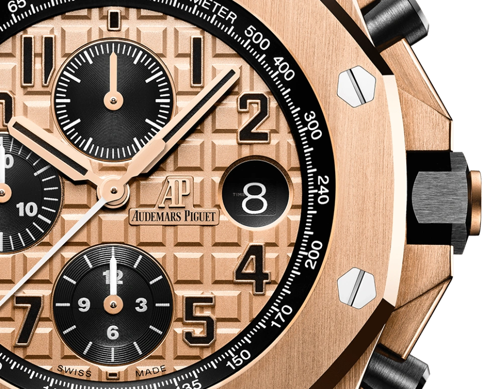 Audemars Piguet,Royal Oak Offshore 42mm,42mm,Pink Gold,Ceramic,Champagne,Automatic,Chronograph,Day,26470OR,26470OR.OO.1000OR.01