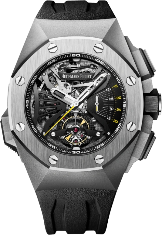 Audemars Piguet,Royal Oak Concept 44mm,44mm,Titanium,Ceramic,Skeleton,Black,Handwound,Chronograph,Tourbillon,Minute Repeater,26577TI,26577TI.OO.D002CA.01