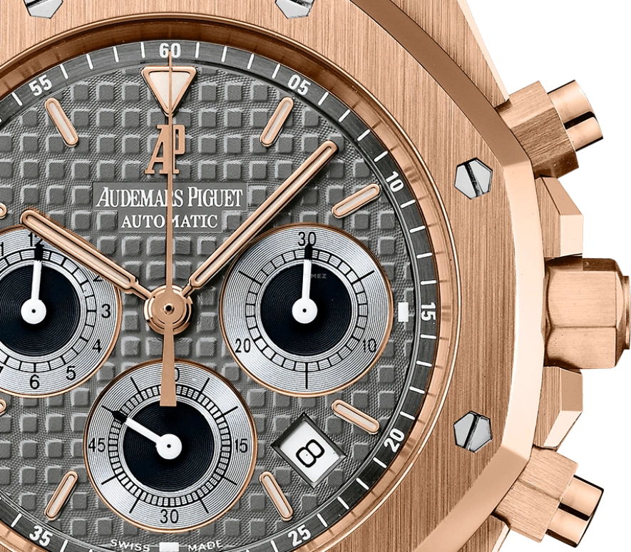 Audemars Piguet,Royal Oak 39mm,39mm,Pink Gold,Grey,Automatic,Chronograph,Day,26022OR,26022OR.OO.D098CR.02