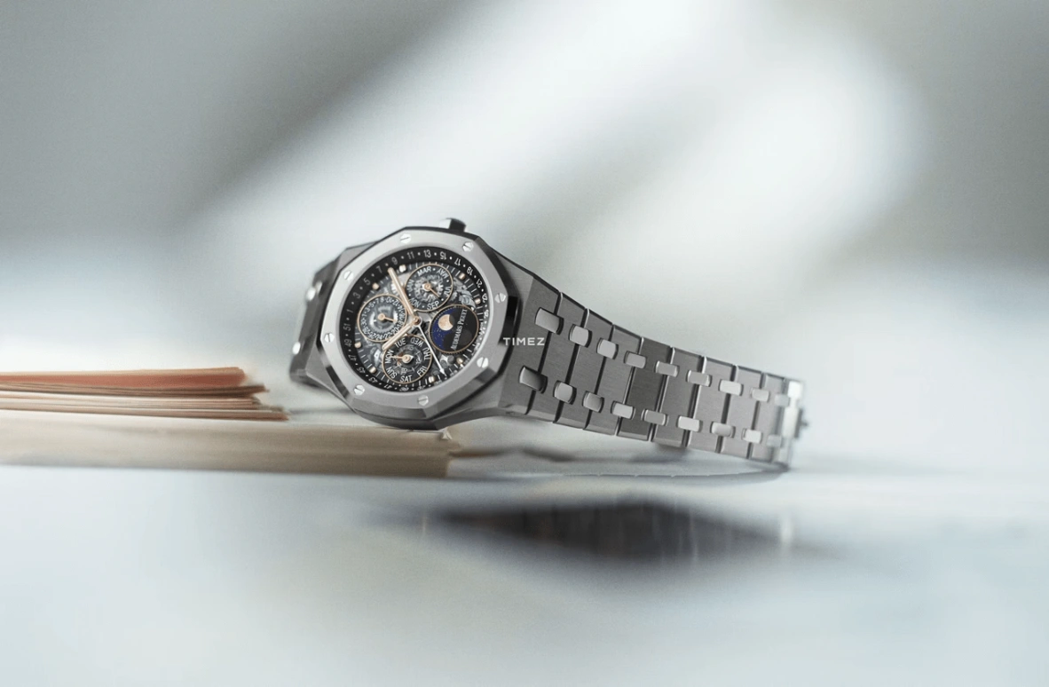 Audemars Piguet,Royal Oak 41mm,41mm,Titanium,Silver,Automatic,Moonphase,Perpetual Calendar,Leap Year,Month,55hours,In-house Caliber,26685XT,26685XT.OO.1320XT.01